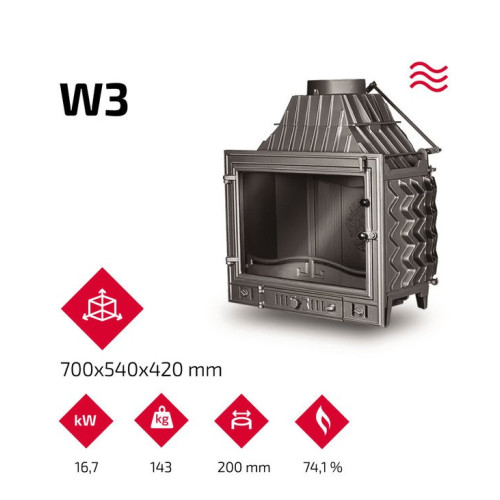 Камінна топка KAWMET W3 трьохстороння (16.7 kW) 