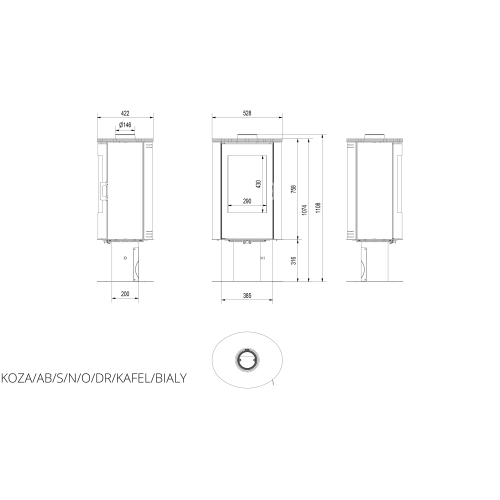 Піч камінна Kratki KOZA AB S/N/O/DR кахель біла