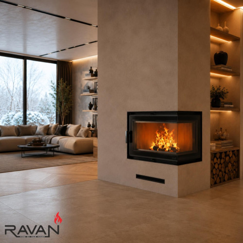 Чавунна камінна топка Ravan IMPERIAL 600 R на дровах 8 кВт