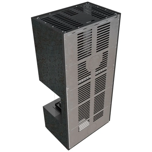 Камін Kratki FLOKI BOX правий 8 kW Ø 160 в обудові з керамограніту OXIDE NERO