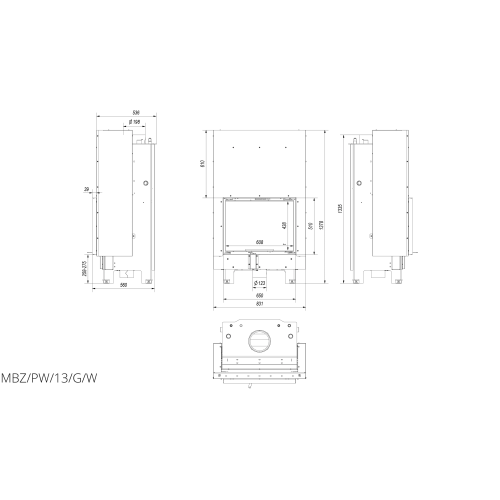 Камінна топка Kratki MBZ PW 13 гільйотина DG (13,0 кВт)