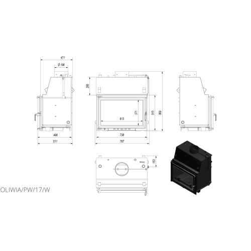 Камінна топка Kratki OLIWIA PW 17 (17,0 кВт)